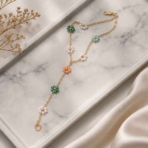 Crystal beaded Floral Hand Chain in Multi color