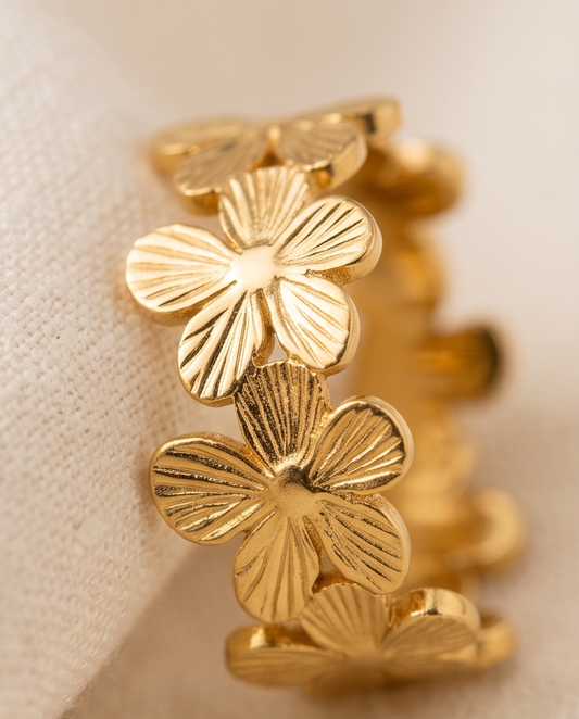 Adjustable Floral Band Ring