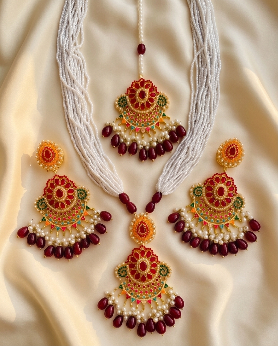Traditional Maroon Maala Set