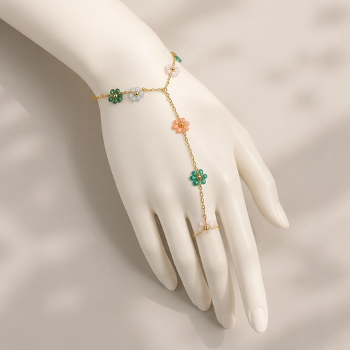 Crystal beaded Floral Hand Chain in Multi color
