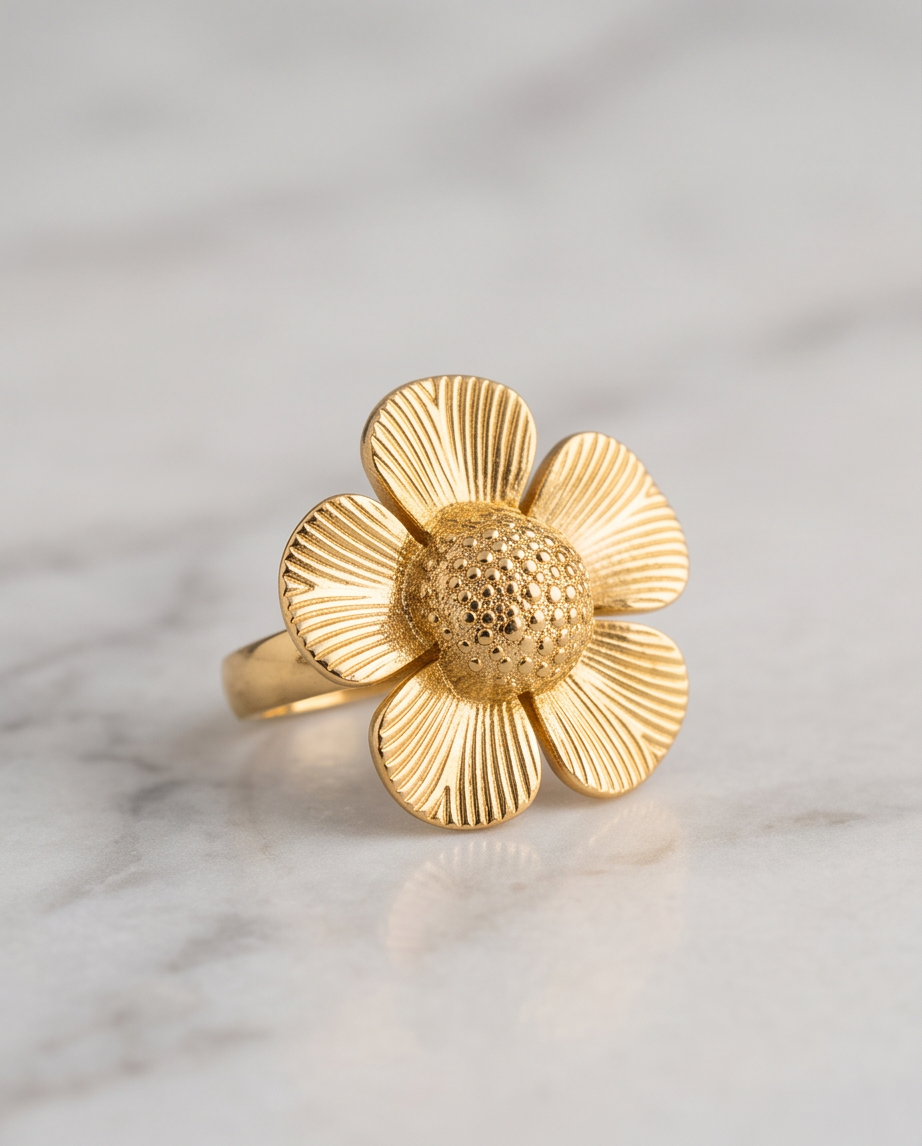 Adjustable 5 petal Flower Ring
