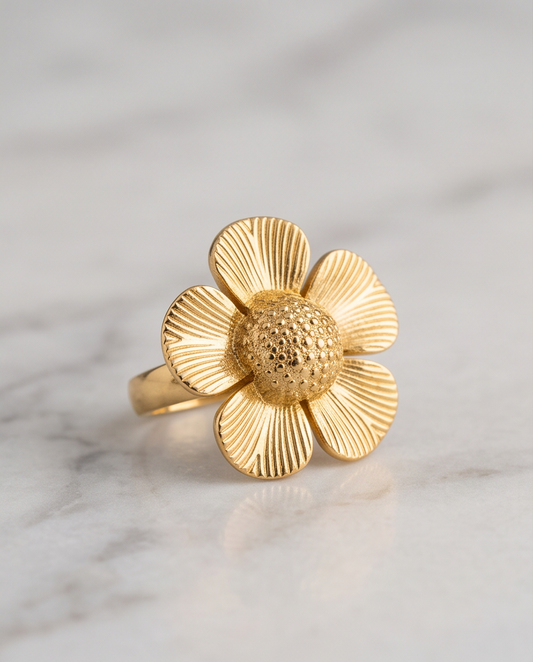 Adjustable 5 petal Flower Ring