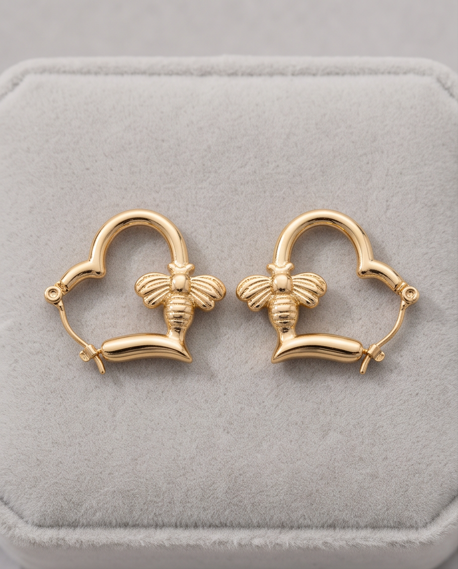 Bee on Heart Hoops