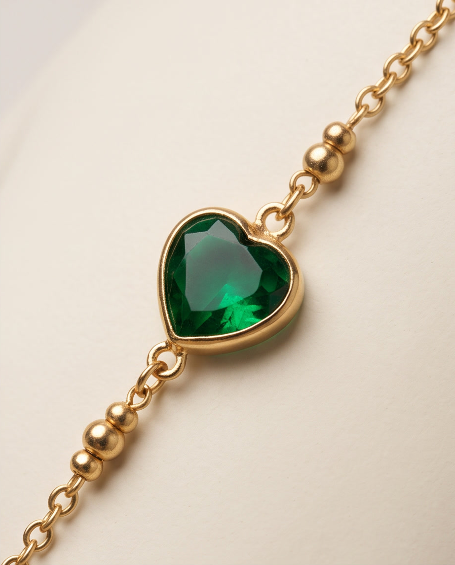 Emerald Green Heart Hand Chain