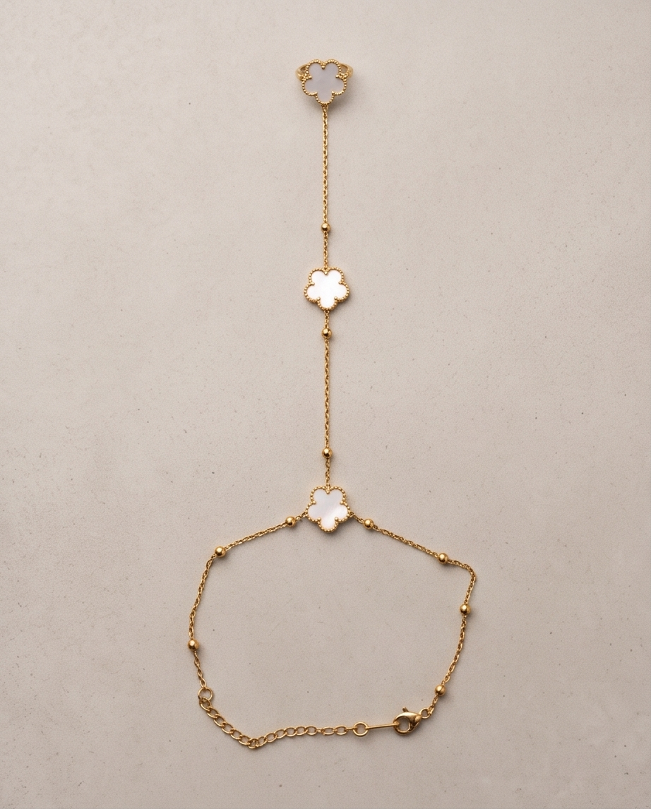 White Marble Flower Hand Chain