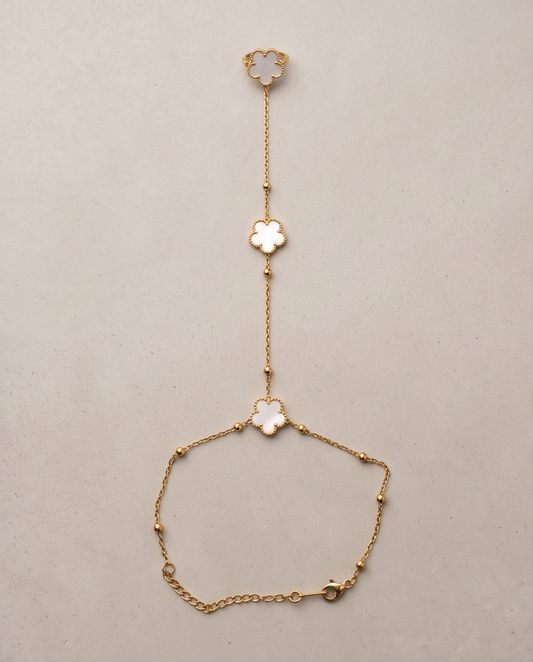 White Marble Flower Hand Chain